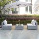JAZZY 3-Piece Rattan Seating Group w/ Gray/Ivory Cushions