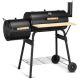 Costway Outdoor BBQ Grill Charcoal Barbecue Pit Patio Backyard Meat Cooker Smoker in Black