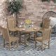 WESTIN OUTDOOR Hayes 5-Piece Round HDPE Plastic Outdoor Dining Set with Side Chairs in Weathered Wood