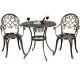 Costway Bronze 3-Piece Aluminum Round Table 34 in. Outdoor Bistro Set