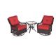Hanover Orleans 3-Piece All-Weather Wicker Patio Swivel Rocking Chat Set with Autumn Berry Cushions