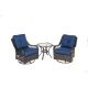 Hanover Orleans 3-pc All-Weather Wicker Patio Bistro Set with Navy Blue Cushions