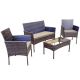 Pyramid Home Decor Alvino 4-pc Wicker Rattan Outdoor Patio Bistro Furniture Set with Coffee Cushion