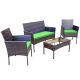 Pyramid Home Decor Alvino 4-pc Wicker Rattan Outdoor Patio Bistro Furniture Set with Green Cushion