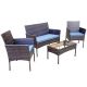 Pyramid Home Decor Alvino 4-pc Wicker Rattan Outdoor Patio Bistro Furniture Set with Grey Cushion
