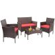 Pyramid Home Decor Alvino 4-pc Wicker Rattan Outdoor Patio Bistro Furniture Set with Orange Cushion