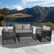 WESTIN OUTDOOR Leah 4-Piece Woven Wicker Patio Conversation Set with Gray Cushions