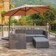 Westin Outdoor Kaison 4-pc Modern Sectional Wicker Patio Conversation Set and Storage Ottoman with Gray Cushions