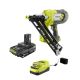 RYOBI - ONE+ 18V Cordless AirStrike 15-Gauge Angled Finish Nailer and 2.0 Ah Compact Battery and Charger Starter Kit