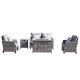 DIRECT WICKER Maxwell 5-Piece Aluminum Wicker Outdoor Gas Fire Pit Conversation Set w/ Gray Cushions