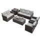 DIRECT WICKER Sunny Brown 6-pc Wicker Patio Conversation Set with Gray Cushions and Storage Boxs