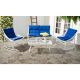 Safavieh Berkane White 4-pc Wood Patio Conversation Set with Navy Cushions