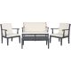 Safavieh Bradbury Ash Gray 4-Piece Wood Patio Conversation Set with Beige Cushions