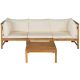 SAFAVIEH Lynwood Natural 2 pc. Wood Outdoor Sectional Set w/ Beige Cushions