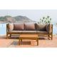Safavieh Lynwood Modular Teak Brown 2-pc Outdoor Sectional Set with Taupe Cushions