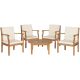 Safavieh Colfax Teak Brown 5 pc Wood Patio Conversation Set w/ Beige Cushions