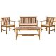 SAFAVIEH Burbank Natural Brown 4-Piece Wood Patio Conversation Set w/ Beige Cushions