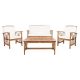 SAFAVIEH Fontana Natural Brown 4-Piece Wood Patio Conversation Set w/ Beige Cushions