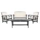 Safavieh Fontana Black 4-pc Wood Patio Conversation Set with Beige Cushions