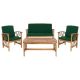 SAFAVIEH Fontana Natural 4-Piece Wood Patio Conversation Set with Green Cushions