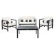 SAFAVIEH Montez Black 4-Piece Wood Patio Conversation Set with Beige Cushions