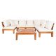 SAFAVIEH Grantown Natural Wood Outdoor Patio Sectional w/ Beige Cushions
