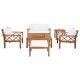 SAFAVIEH Loanna Natural 6-Piece Acacia Wood Patio Conversation Set w/ Beige Cushions