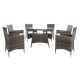 SAFAVIEH Challe Gray/Brown 7-Piece Wicker Outdoor Patio Dining Set w/ White Cushions