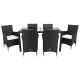SAFAVIEH Jolin Black 7-Piece Wicker Outdoor Patio Dining Set w/ White Cushions