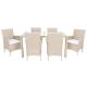 SAFAVIEH Jolin Beige 7-Piece Wicker Outdoor Patio Dining Set w/ White Cushions