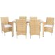 SAFAVIEH Jolin Natural 7-Piece Wicker Outdoor Patio Dining Set w/ White Cushions