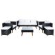 SAFAVIEH Presla Black 6-Piece Wicker Patio Conversation Set w/ White Cushions