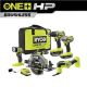 RYOBI ONE+ HP 18V Brushless Cordless 5-Tool Combo Kit with 4.0 Ah and 2.0 Ah HIGH PERFORMANCE Batteries, Charger, and Bag