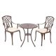 Ekta Brown 3-Piece Metal Patio Bistro Table Set w/ Coastal Stripes Cushions