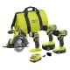 RYOBI ONE+ 18V Cordless 4-Tool Combo Kit with 1.5 Ah Battery, 4.0 Ah Battery, and Charger