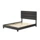 Rest Rite Luna Black Faux Leather Upholstered Queen Platform Bed Frame w/ Slat System