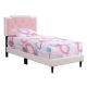 Passion Furniture Deb Jewel White and Pink Tufted Twin - Panel Bed
