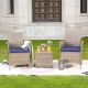 Patio Festival 3-pc Wicker Patio Conversation Set with Blue Cushions