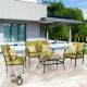 Patio Festival 4-Piece Metal Patio Conversation Set with Green Cushions