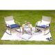 Patio Festival 3-Piece Wicker Outdoor Rocking Chair Conversation Set with Blue Cushion