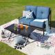 Patio Festival 2 pc Metal Patio Deep Seating Set w/ Blue Cushions PF19001-B