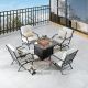 Patio Festival 5-pc Metal Patio Fire Pit Seating Set with Beige Cushions
