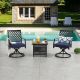 Patio Festival 3-pc Metal Patio Conversation Set with Blue Cushions