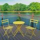 Pyramid Home Decor Daphne Yellow 3-pcs Metal Outdoor Foldable Round Bistro Set