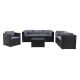 CorLiving Parksville Black with Ash Grey Cushions 7-pc Rattan Patio Sofa Sectional Set