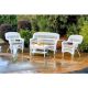 Tortuga Outdoor Portside White 4-Piece Wicker Patio Seating Set with Sand Cushions