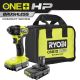 RYOBI ONE+ HP 18V Brushless Cordless Compact 1/4 in. Impact Driver Kit w/ (2) 1.5 Ah Batteries, Charger and Bag