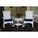 Tortuga Outdoor Portside Classic White 3-pc Wicker Outdoor Bistro Set with Blue Cushion