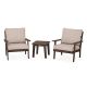 POLYWOOD Grant Park Mahogany 3-pc Plastic Patio Deep Seating Set with Wheat Cushions