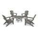 POLYWOOD Grant Park Slate Grey 5-pc Plastic Traditional Curveback Adirondack Patio Conversation Set